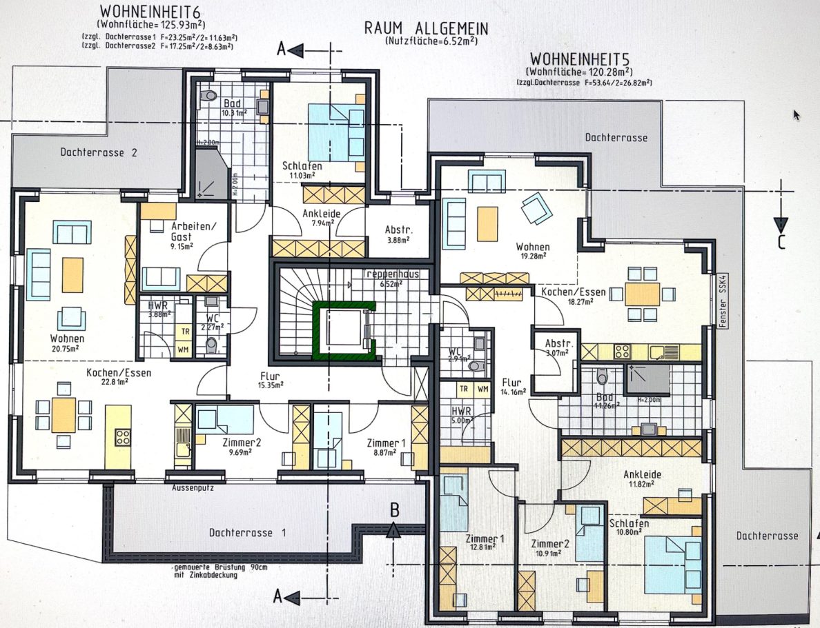 2. Obergeschoss mit 2 Penthouse Wohnungen